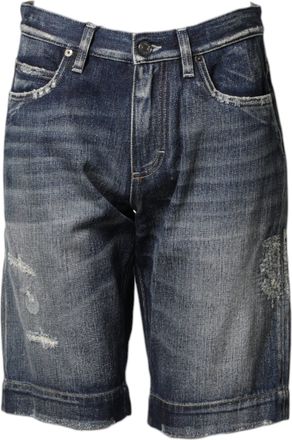 Dolce & Gabbana Blue Cotton Distressed Denim Bermuda Mens Shorts