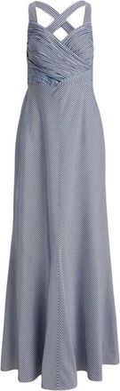 Ralph Lauren Gestreept Geplooide Taffeta Mouwloze Jurk - Dames - Maxi kleedjes - Blauw - 2XS - Leer - Kleedjes
