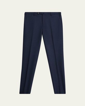 Incotex Mens Micro-Houndstooth Wool and Cashmere Trousers