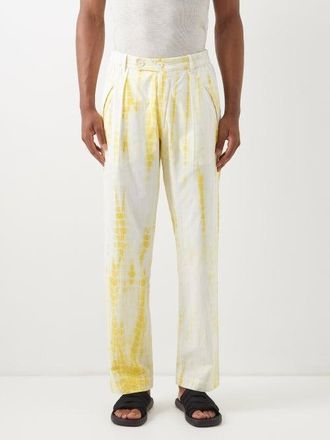 SMR Days Smr Days - Bondi Tie-dyed Organic-cotton Trousers - Mens - Yellow Multi