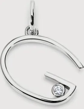 Monica Vinader Sterling Silver Solitaire Diamond Initial G Pendant Lab Grown Diamond