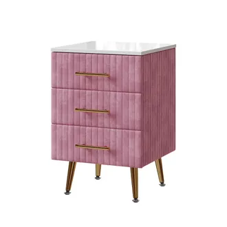 Vicco Comodino Camera Da Letto Velia, Rosa, 41 X 62 Cm Con 3 Cassetti, Vicco