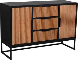 Wanderlust Deco Wanderlust Deco - Aparador de 3 cajones y 2 puertas de madera y metal 120x40,5x81h cm