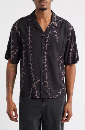 Vans Van Doren Print Camp Shirt in Black at Nordstrom, Size X-Large