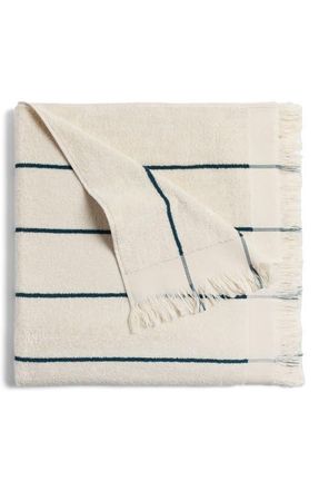 Parachute Bayside Stripe Beach Towel in Natural With Peacock at Nordstrom