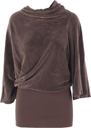 Rick Owens Viscose-Silk Blend Blouse - Brown