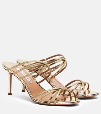 Aquazzura Tell Me mirrored leather mules