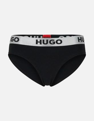 HUGO BOSS Womens Sporty Logo Brief, Black/silver - Size: 10