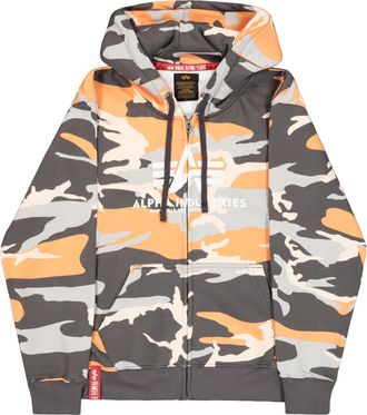 Alpha Industries Hoodie ALPHA INDUSTRIES Basic Zip Hoodie BL Camo PP, Herren, Gr. XL, orange (orange grau camo), Obermaterial: 80% Baumwolle, 20% Polyester, regular fi