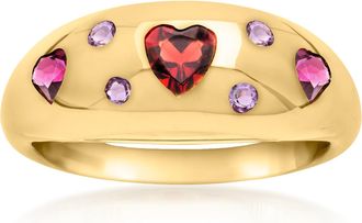Ross-Simons Multi-Gemstone Heart Ring in 18kt Gold Over Sterling