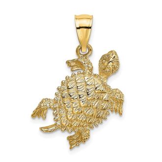 Diamond2Deal 14k Yellow Gold Sea Turtle with Tail Charm