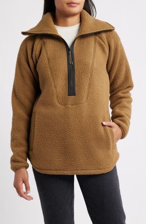 Helly Hansen Bliss High Pile Fleece Half Zip Pullover in Sepia at Nordstrom, Size X-Small