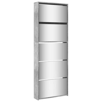 Berkfield Home Shoe Cabinet with Mirror 5-Layer Concrete Grey 63x17x169.5 cm