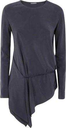 Ann Demeulemeester Deana Long Sleeve Asymmetric Top - Dames - Tunieken - Zwart - XS - Overhemden