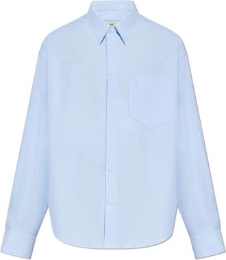 Ami Overhemden, unisex, Blauw, M, Katoen, Shirt met logo