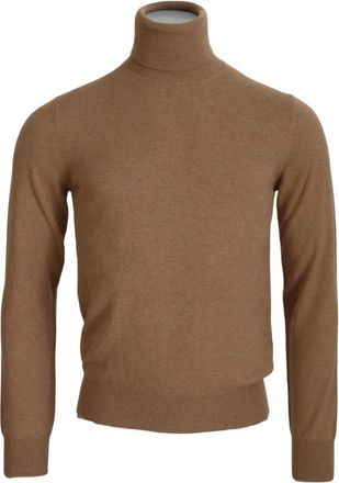 Dolce & Gabbana Kasjmier Coltrui Trui Beige Logo - Heren - Cashmere truien - Beige - S - Kasjmier - Truien & Vesten