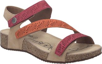 Josef Seibel Tonga 73 Ankle Strap Platform Wedge Sandal in Red/Beige Multi at Nordstrom, Size 11-11.5Us