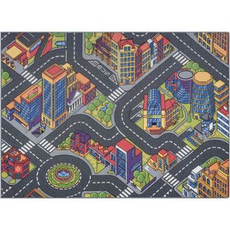 RugsX Rugsx - rebel roads carpet Urban life 97 Metropolis, streets non-slip for children - grey grey 140x200 cm