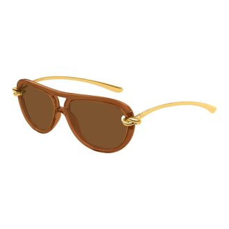 Bottega Veneta Sunglasses, female, Brown, Size: 58 MM Aviator Sunglasses