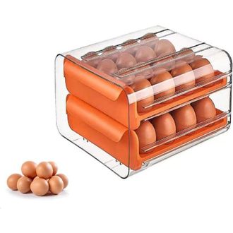 OEM Caja Apilable Y Transparente Para Almacenar Huevos, Organizador De Refrigerador Con Caj&oacute;n, Frescura Garantizada - Crezuo