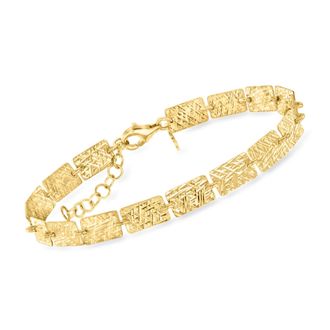Ross-Simons Italian 18kt Gold Over Sterling Rectangular-Link Bracelet
