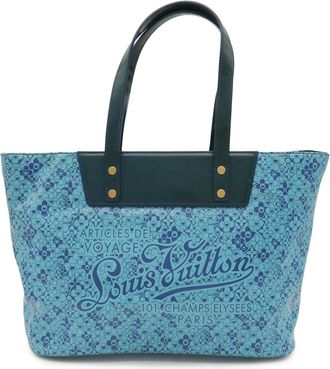 Louis Vuitton Blue Coated Canvas Pvc Leather Shoulder Bag Tote Bag (Pre-Owned)