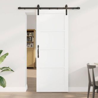 vidaXL Puerta Deslizante Manual Blanco Y Negro 78 X 202 Cm Vidaxl