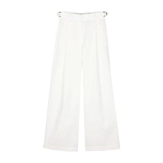 Emporio Armani Wide Trousers, female, White, Size: M High-waist Palazzo Pants