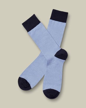 CHARLES TYRWHITT Birdseye Socks - Cornflower Blue Size 10.5-13 by Charles Tyrwhitt