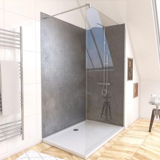 Aurlane Pack 2 Paneles Murales Piedra Silver Grey 90+120x210 Con Perfiles Cromados