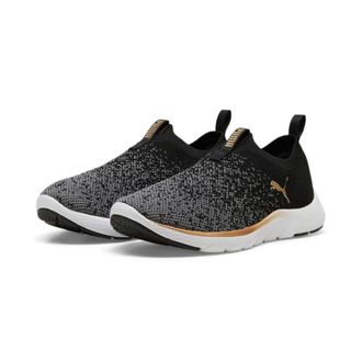 Puma Slip-On Sneaker PUMA SOFTRIDE REMI SLIP-ON KNIT WNS, Damen, Gr. 37,5, schwarz (puma schwarz, puma gold, cool schwarz gray), Textil, Schuhe Slip-On Sne