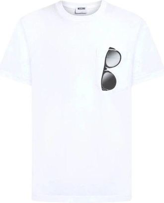 Moschino Katoenen jersey T-shirt met print - Heren - T-shirts - Wit - M - Katoen - Tops