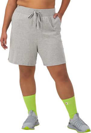 Champion Womens, Lightweight Lounge, Soft Jersey Comfortable Shorts (Plus, Oxford Gray, 4X