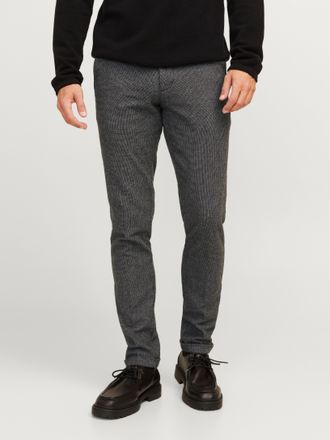 Jack & Jones Chinos JACK & JONES JPSTMARCO JJHENRY CHINO SN, Herren, Gr. 29, L&auml;nge 32, grau (dunkelgrau detail:houndstooth), Web, Obermaterial: 72% Baumwolle, 17% 
