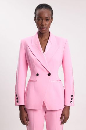 Karen Millen Womens Compact Stretch Sculpted Waist Tailored Blazer - Pink - Size 10 UK