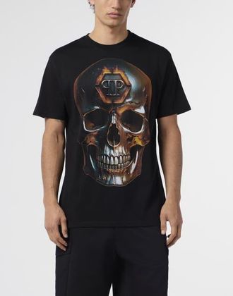 Philipp Plein Round Neck T-Shirt Lava Skull Men in Black at Nordstrom, Size Xxx-Large