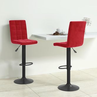 vidaXL Vidaxl - Taburetes De Cocina 2 Unidades Terciopelo Rojo Vino Tinto