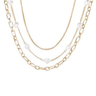BCBGeneration Layered Pearl Drop Chain Necklace in Gold at Nordstrom