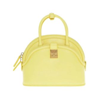 MCM Gouden Logo Crossbody Tas - Dames - Handtassen - Geel - ONE Size - Leer - Tassen
