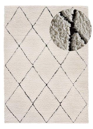 Atticgo Alfombra shaggy escandinava crema/negro 120x170 cm