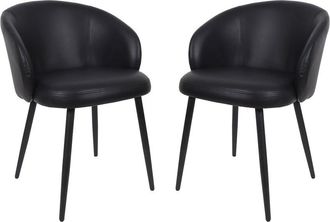 Manhattan Comfort Set Of 2 Looma Metal Vegan Leather Side Chairs