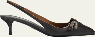 Prada 55mm Brushed Leather Slingback Pumps