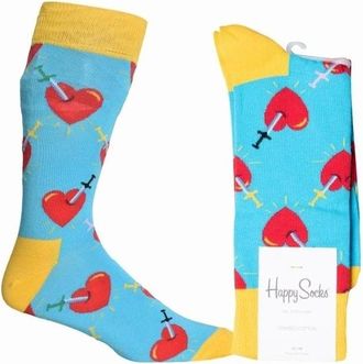 Happy Socks Mens Broken Heart Socks, Blue/yellow/red - Size: 7/7.5/8/8.5/5/5.5/6.5/6