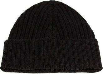 KANGRA Accessoires, Heren, Zwart, ONE Size, Kasjmier, Geribbelde Kasjmier Beanie