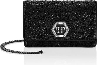 Philipp Plein Strass Hexagon Mini Schoudertas - Dames - Schoudertassen - Zwart - ONE Size - Leer - Tassen