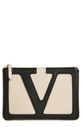 Valentino Garavani Medium Viva Superstar Leather Pouch in White/Black at Nordstrom