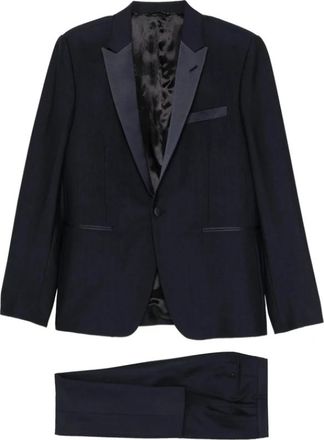Reveres 1949 Nauwsluitend Pinstripe Gilet met enkele rij knopen - Heren - Business pakken - Blauw - M - Leer - Kostuums