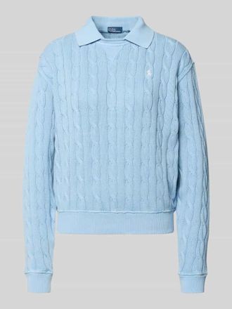 Polo Ralph Lauren Regular Fit Pullover mit Polokragen in Hellblau, Gr&ouml;&szlig;e XXL