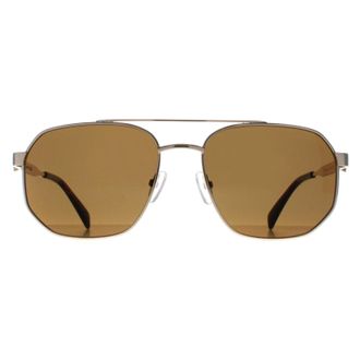 Alexander McQueen Alexander Mcqueen Aviator Unisex Gold Brown AM0458S Metal - One Size