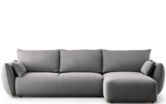 BLOOMINGLOFT 4-Sitzer Design Ecksofa Matera mit Bettfunktion, Samtbezug Grau